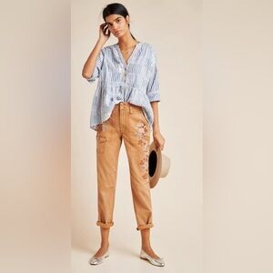 Anthropologie Wanderer Embroidered Cargo Pants